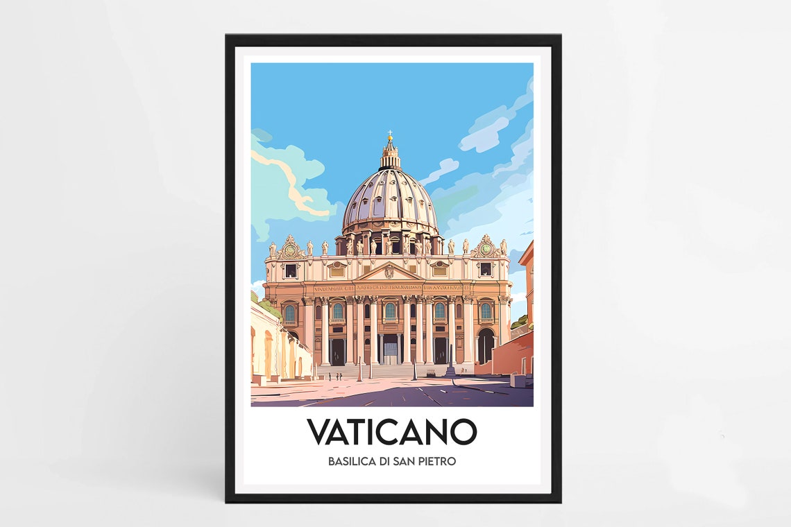 Vatican St Peters Basilica Grand Dome Rome Landmark Travel Poster