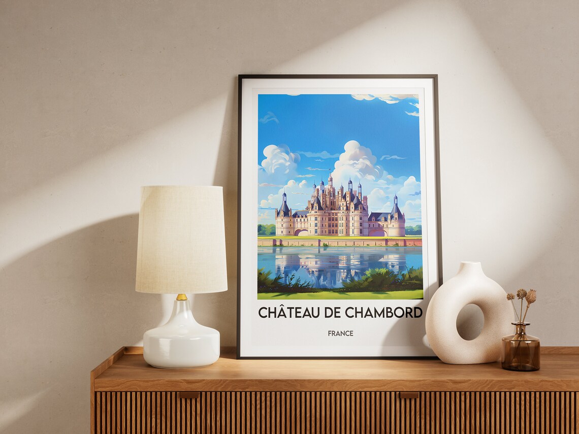 Chateau de Chambord Renaissance Moat Loire France Travel Poster - Image 2