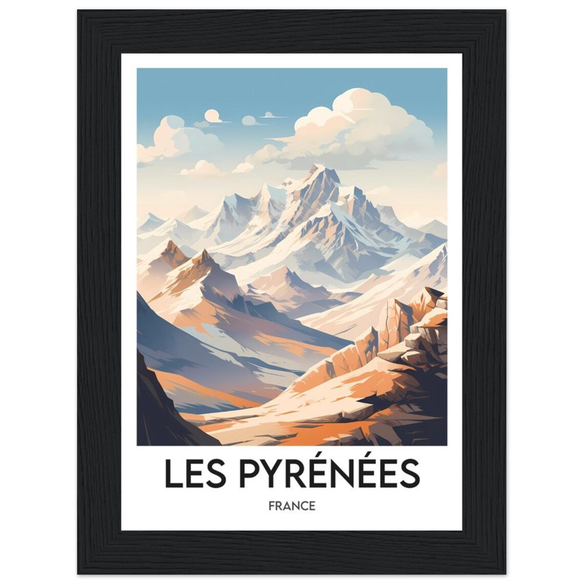 Les Pyrenees France Snowy Mountain Peaks Alpine Panorama Poster - Image 2