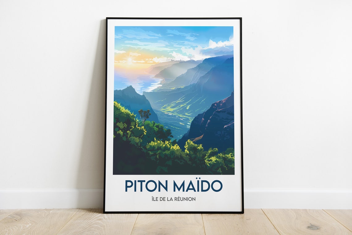 Piton Maido La Reunion Sunset Over Mountain Valley View Poster