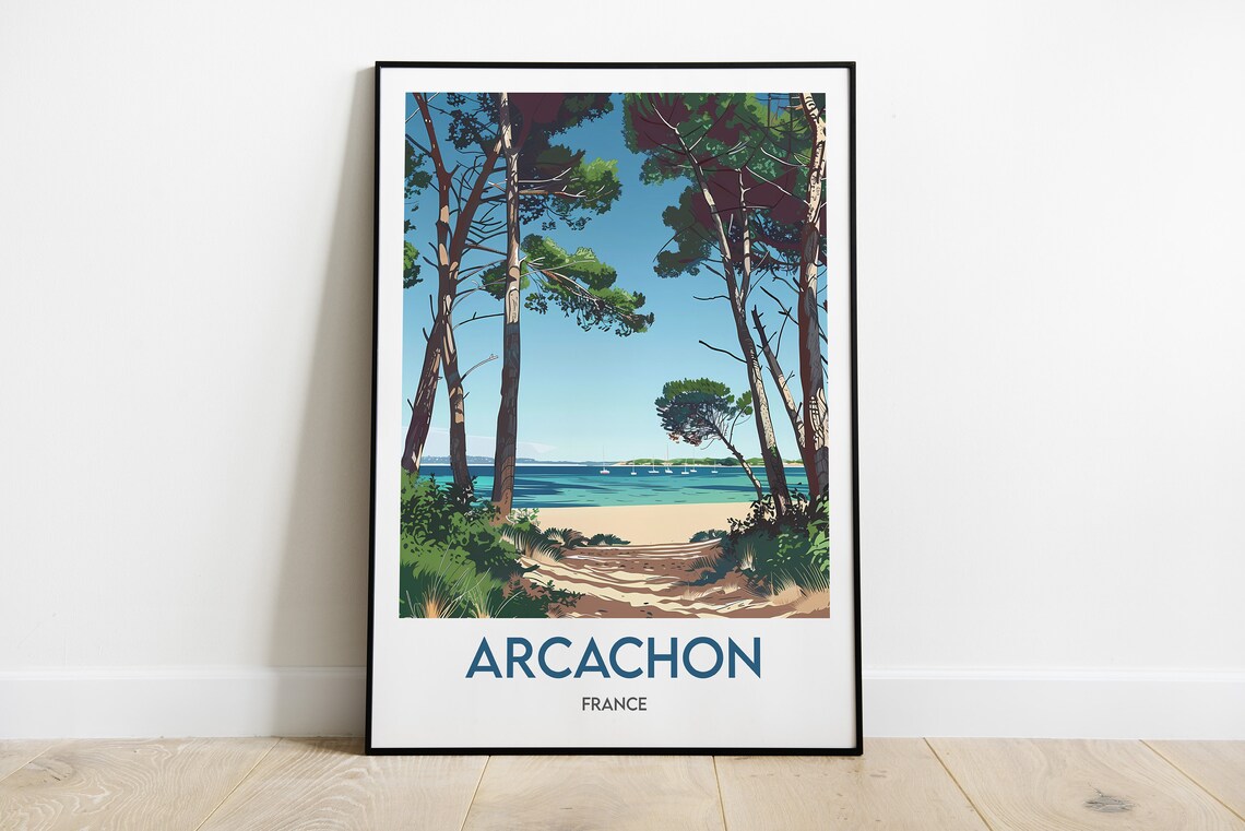 Arcachon Travel Poster, Coastal Place Art Print
