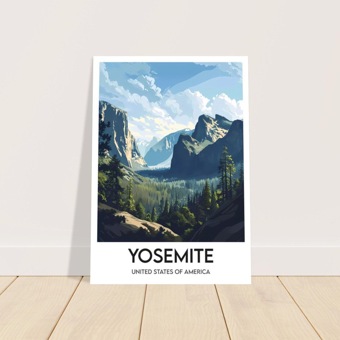 Yosemite USA Valley View Granite Cliffs and Forests Classic Poster - Image 2