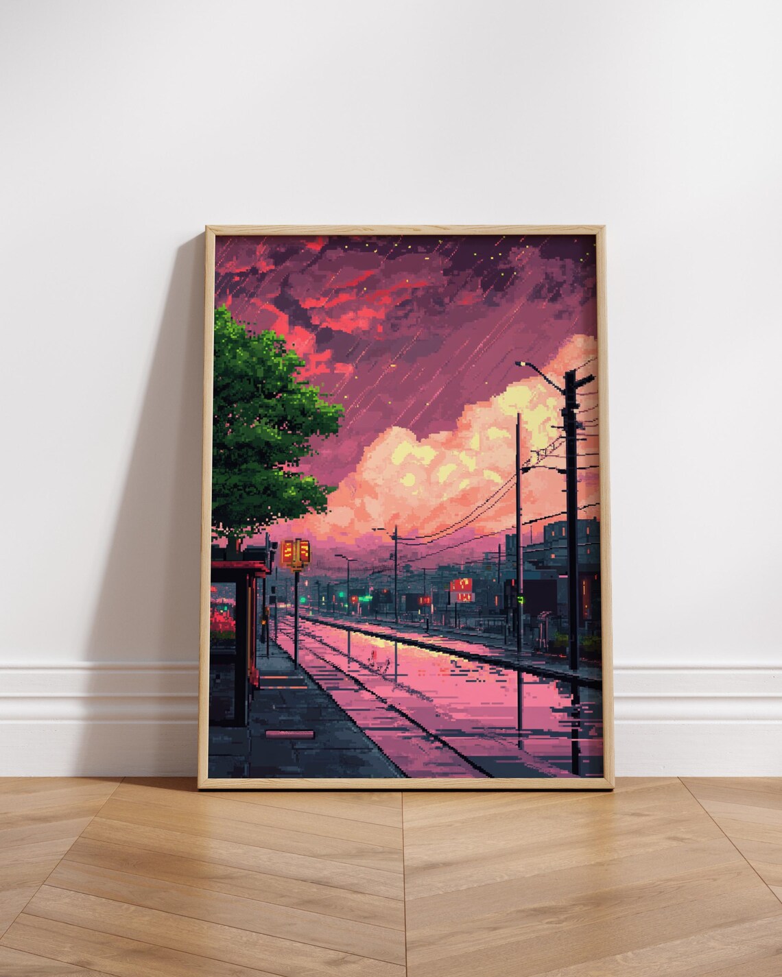 Vibrant 8bit Matte Posters Retro Cityscape Wall Art Room Decor For Home Unique