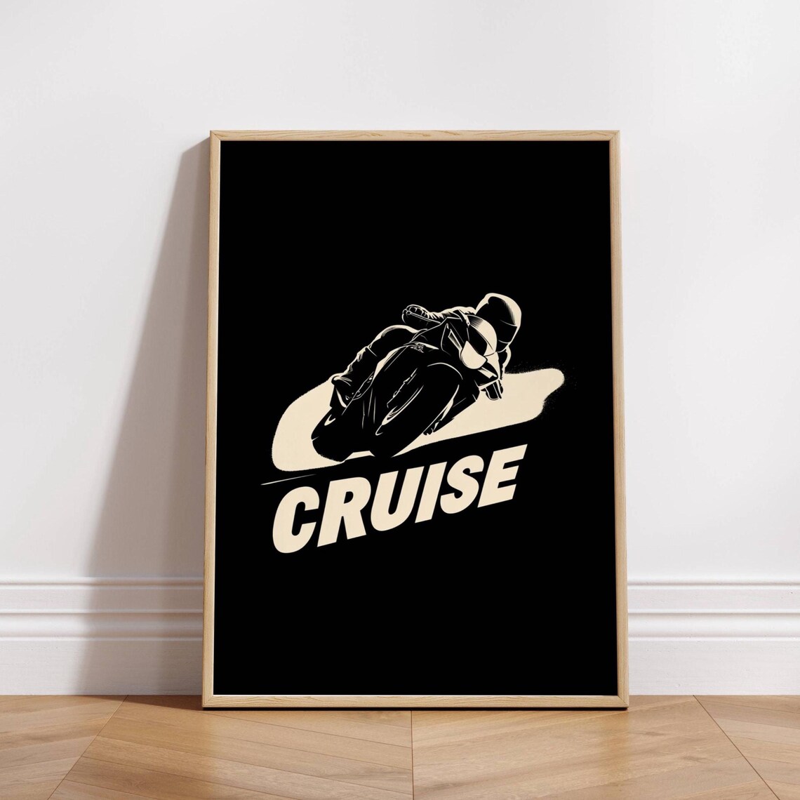 Cruise Motorcycle Poster, Retro Minimalist Racing Print