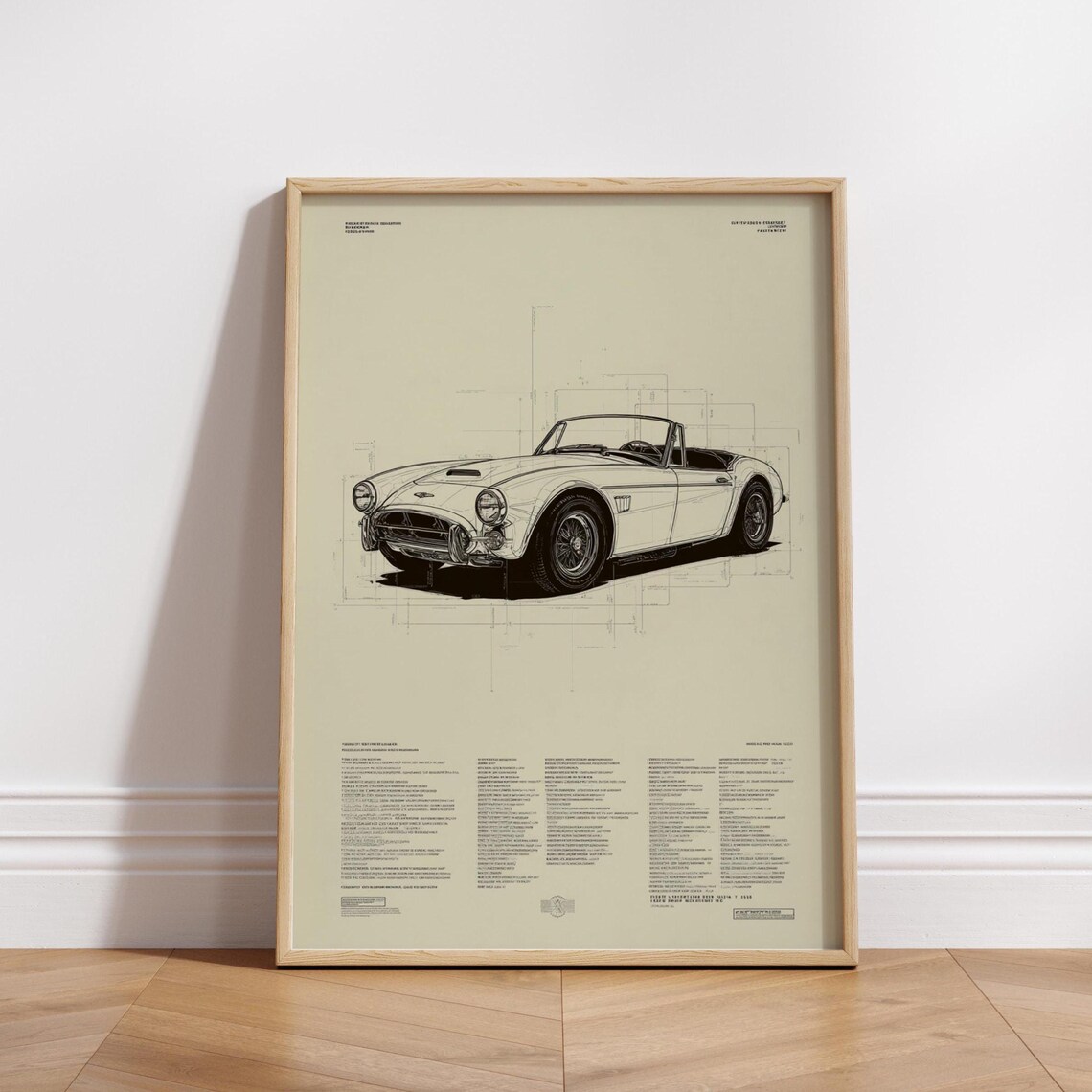 Vintage Roadster Poster Print, Classic Convertible Blueprint
