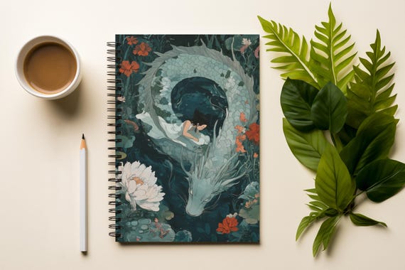 Mystical Dragon Girl Spiral Notebook Artistic Journal Gift For Writers Students Fantasy Lovers Ecofriendly Notetaking