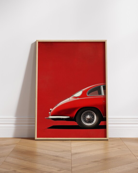Vintage Sports Car Matte Poster Red Retro Wall Art Home Decor Print Automotive Gift Family
