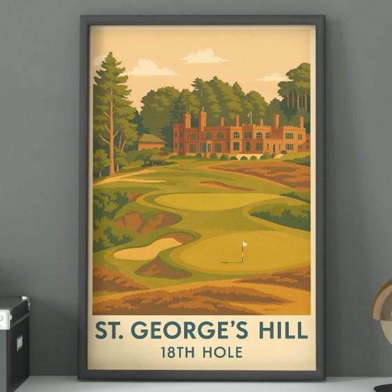 St Georges Hill Vintage Golf Course Poster British Art Print