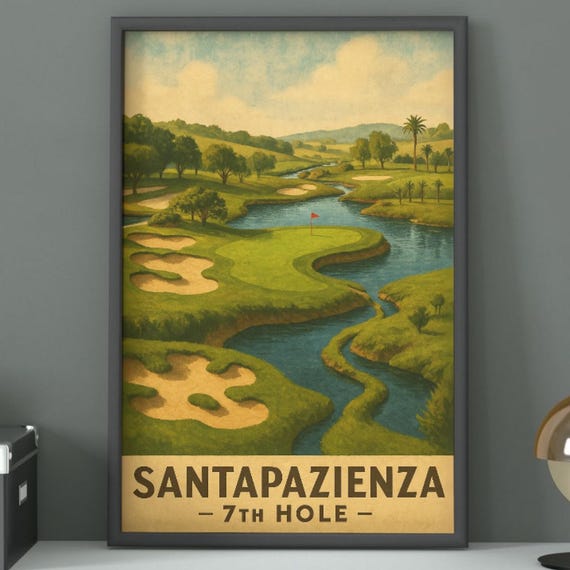 Vintage Santapazienza Golf Course Art Print Spanish Wall Decor