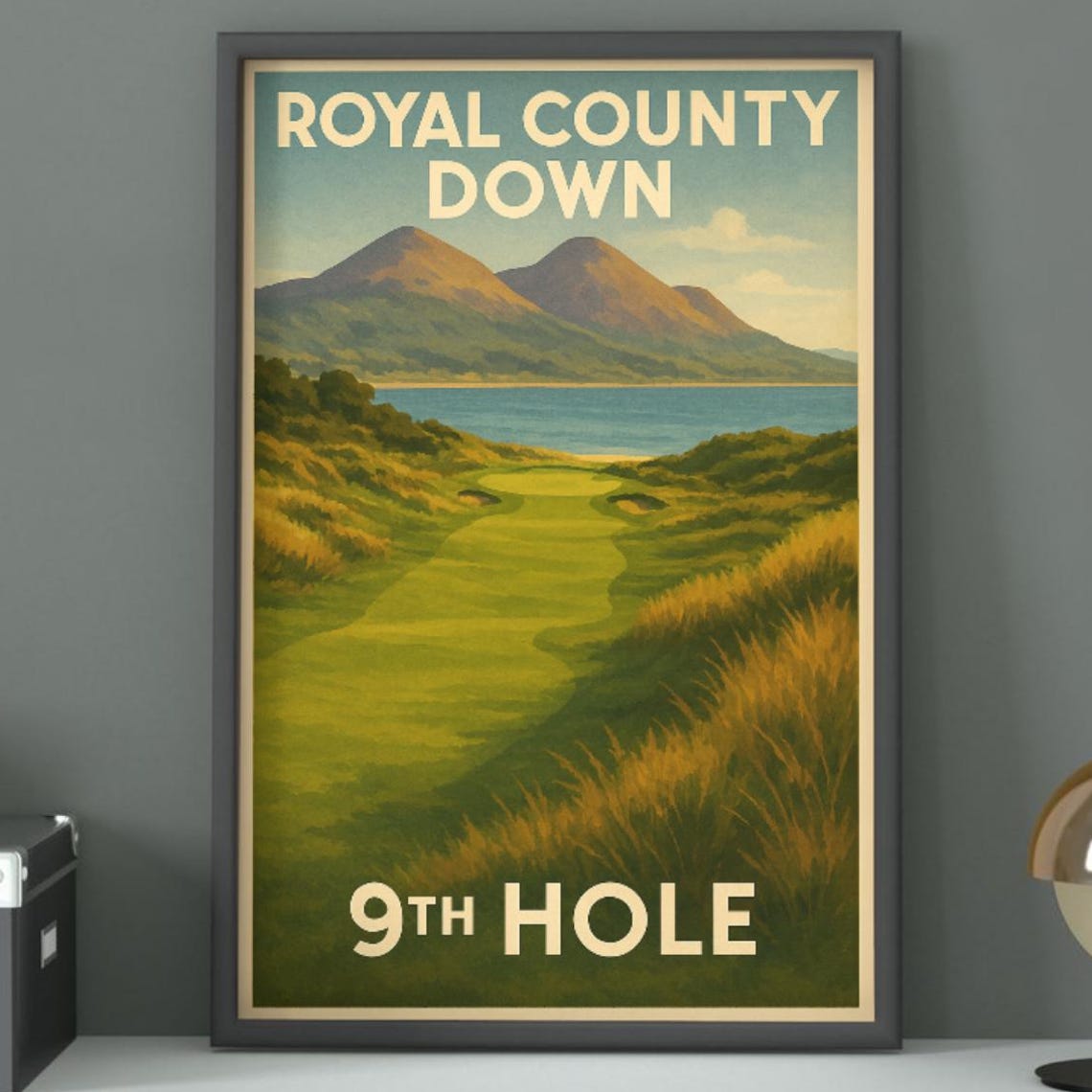 Royal County Down 9th Hole Mourne Mountains Vintage Golf Poster