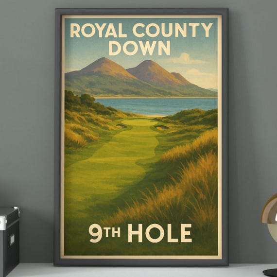 Royal County Down Golf Course Print Vintage Irish Wall Art