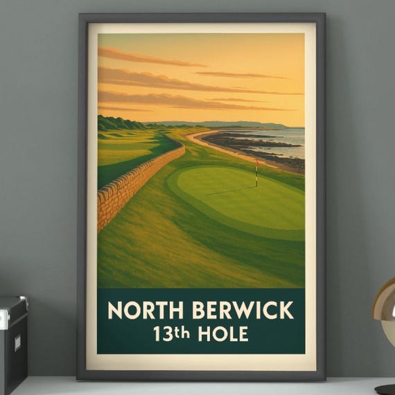 North Berwick 13th Hole Vintage Golf Poster Scottish Art Print