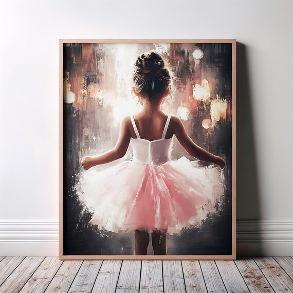Little Ballerina Girl Pink Tutu Bokeh Lights Ballet Art Poster