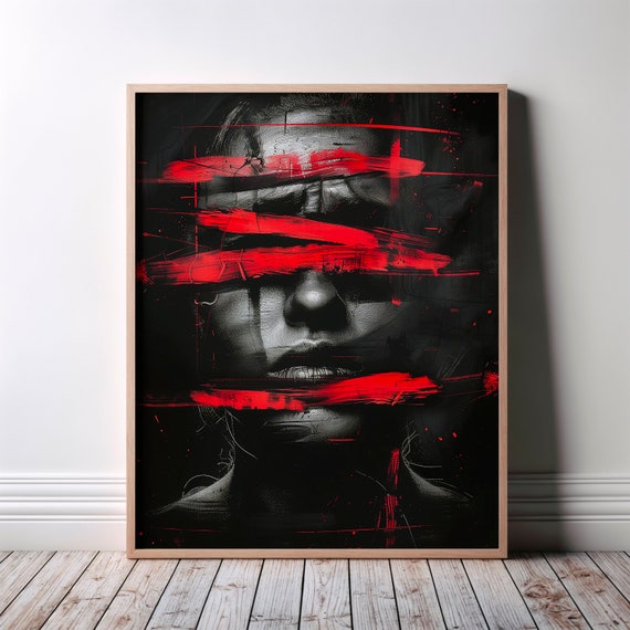 Woman Abstract Wall Art Minimalist Lover Gift Fine Print Bedroom Home Decor Living Room Poster Charcoal Drawing