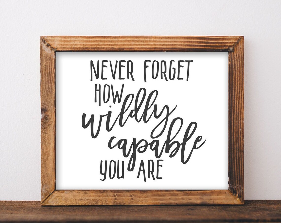 Never Forget How Wildly Capable You Are Hand Lettered Affirmation Quote Poster