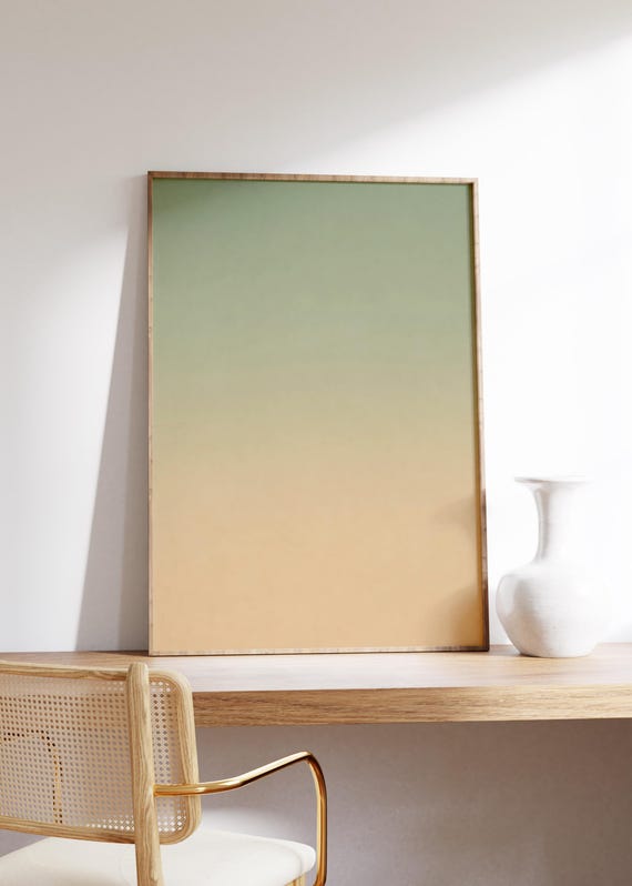 Forest Gradient Wall Art Print Sage Green Warm Beige Earthy Tones Minimal Abstract Calm Design Natural Palette Peaceful Decor Accent