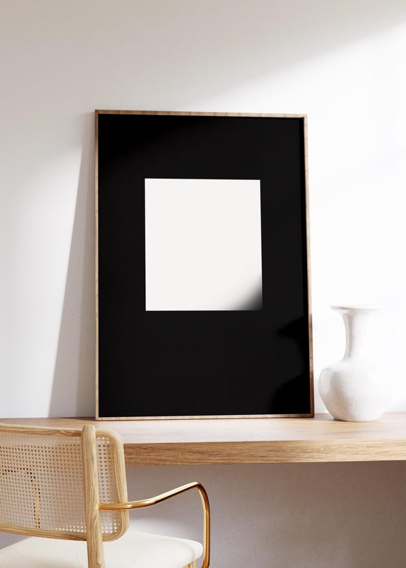 Modern Contrast Wall Art Print Bold Black Whiteabstract Square Fademinimalist Geometric Artedgy Visual Tensionoffcenter Design