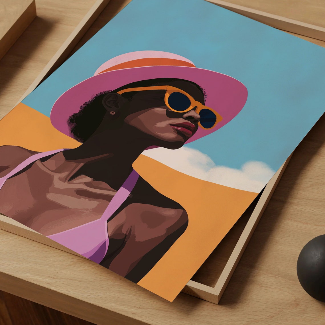 Black Woman Poster Female Poster Girly Decor Trendy Female Print Beach Print Coastal Wall Art Girl On The Beach Poster Preppy Poster - Image 5