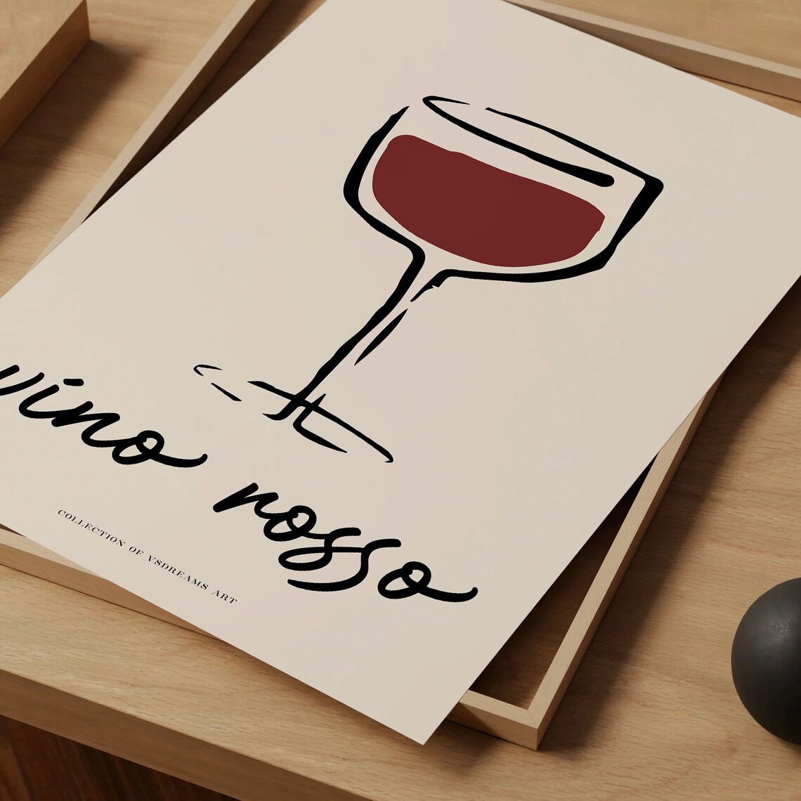 Vino Rosso Red Wine Glass Sketch Minimalist Italian Bar Cart Art Poster - Image 5