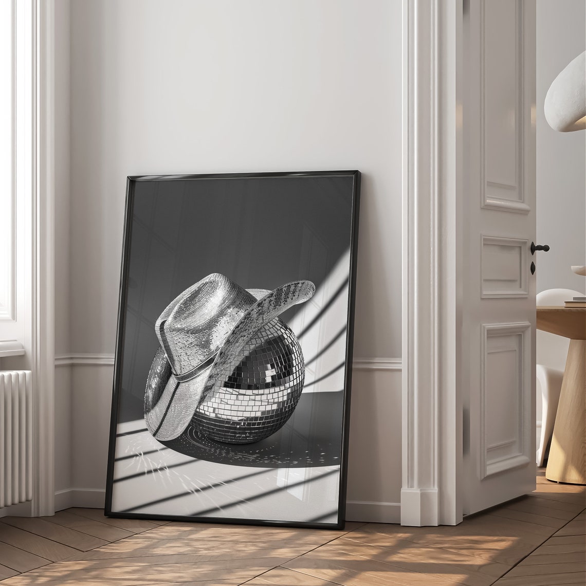 Coastal Cowgirl Disco Ball Print Coquette Wall Art Dopamine Decor Bar Cart Wall Art 70s Glamour Style Coastal Cowgirl Prints Cowgirl Hat - Image 2