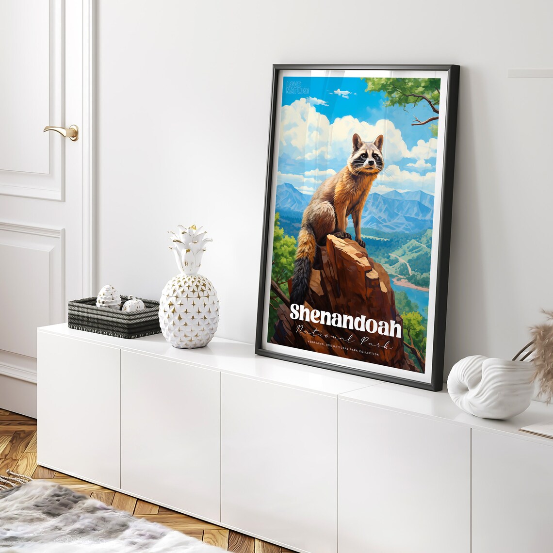 Shenandoah National Park Raccoon On Rock Mountain Valley Poster - Image 2