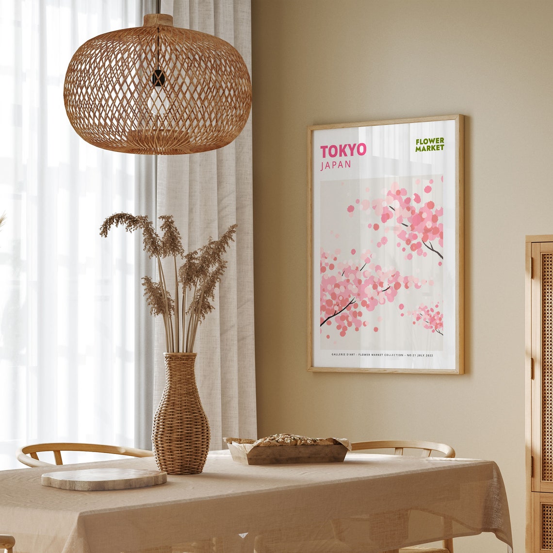 Tokyo Japan Pink Cherry Blossom Flower Market Botanical Poster - Image 4