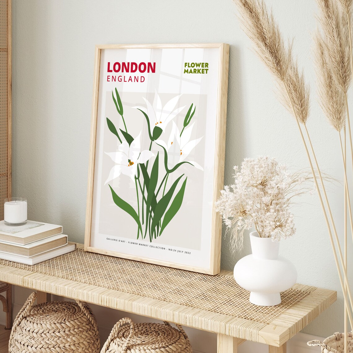London England White Lily Flower Market Botanical Gallery Poster - Image 5