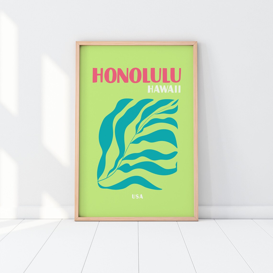 Honolulu Retro Travel Poster, Hawaii Ocean Art - Image 3