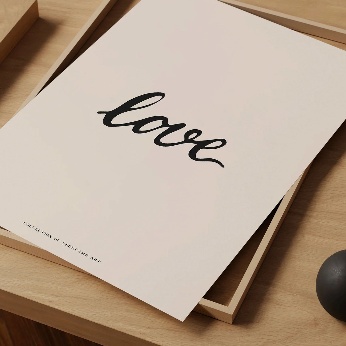 Love Script Handwritten Black Minimalist Romantic Word Wall Art - Image 5