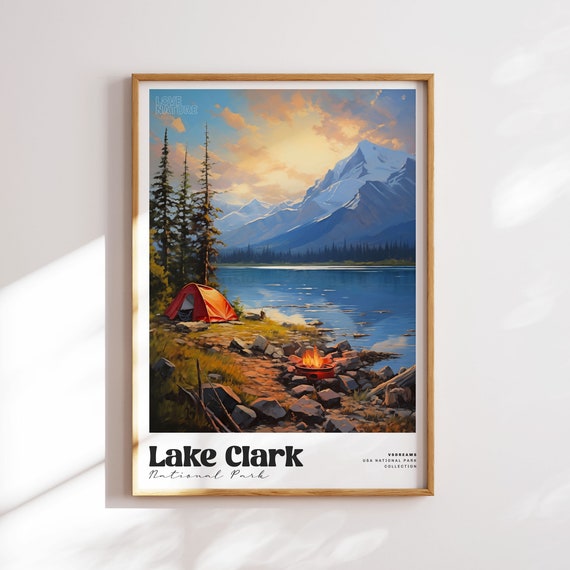 Lake Clark National Park Poster National Park Gift Nature Lover Gift Wall Art Alaska Wall Art Alaska Camping Print Hiker Gift