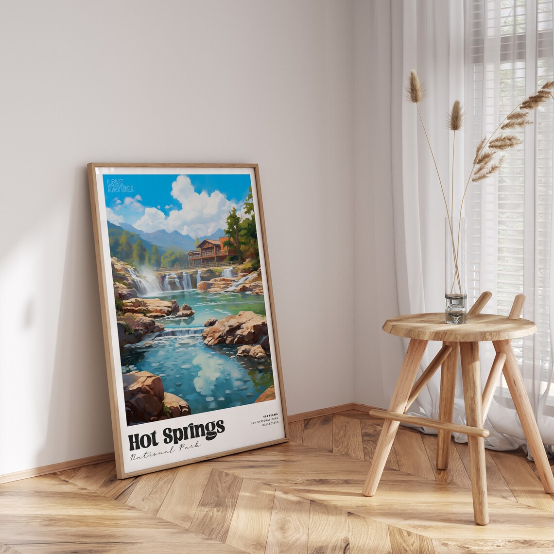 Hot Springs National Park Waterfall Lodge Vintage Travel Poster - Image 4
