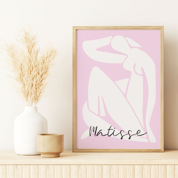 Pink Matisse Prints Modern Poster Abstract Print Living Room Poster Minimalist Matisse Body Figure Museum Print