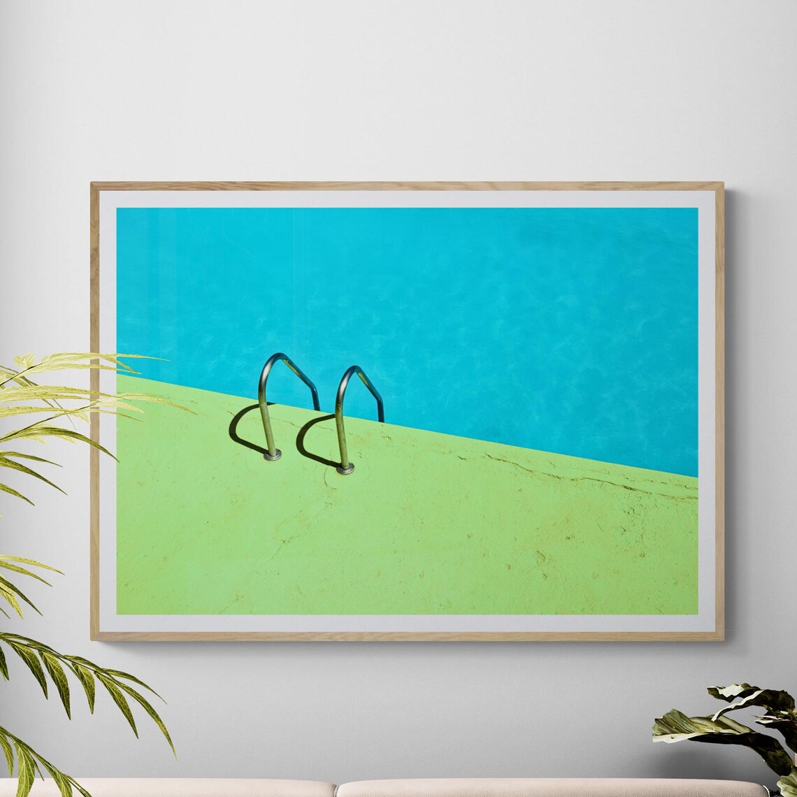 Minimalist Poolside Pool Ladder Turquoise Summer Photography Poster