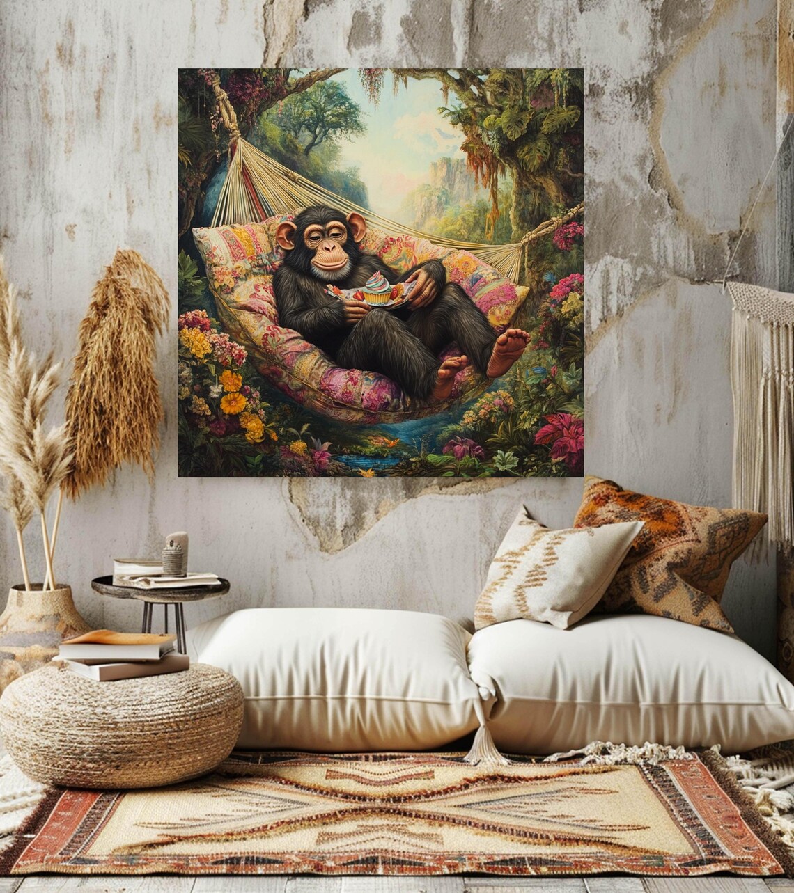 Funny Monkey Maximalist Animal Decor, Nature Inspired Art Print - Image 3