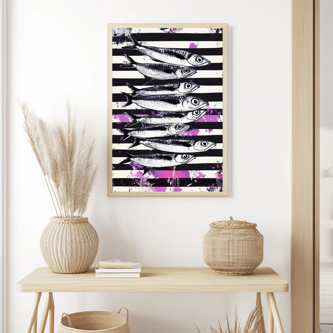 Striped Sardines Coastal Nautical Retro Pop Art - Image 3