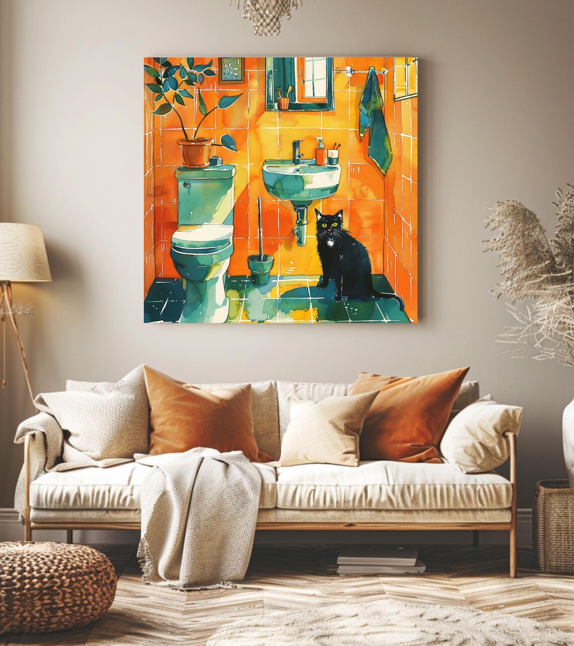 Black Cat, Whimsical Vintage Cat Art Print - Image 2