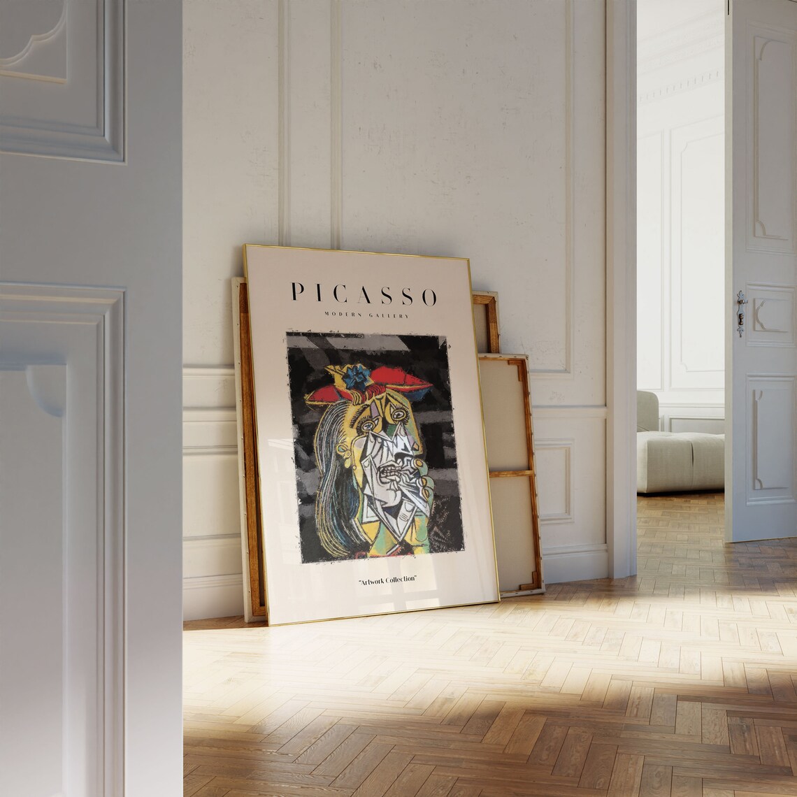 Picasso Exhibition, Neutral Beige Abstract Vintage - Image 4