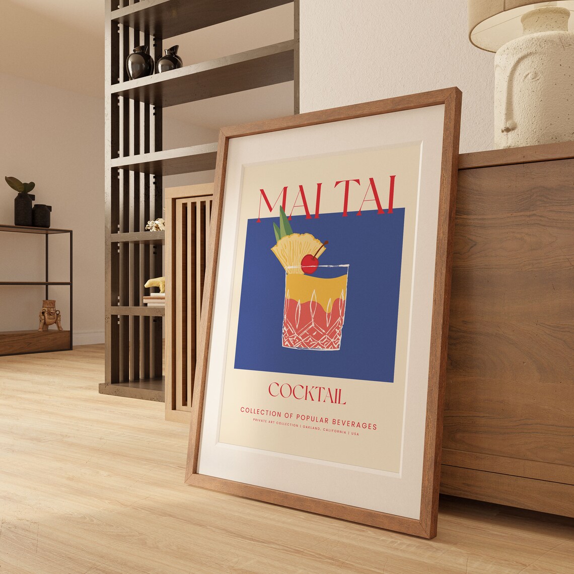 Retro Mai Tai Cocktail, Vintage Bar Kitchen Decor - Image 2