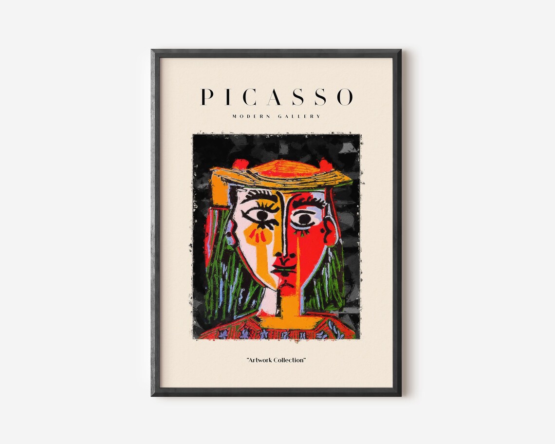 Picasso Cubist Woman with Hat Red Portrait Modern Gallery Poster