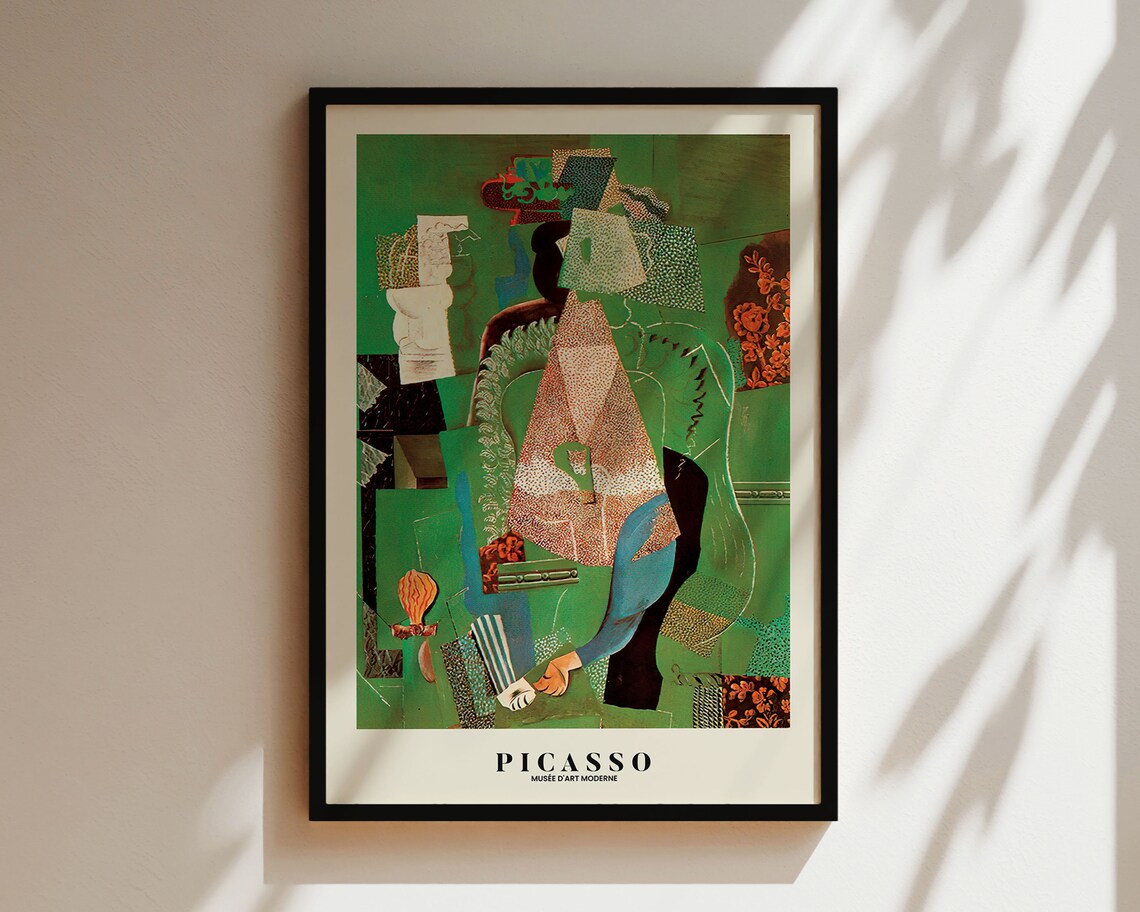 Picasso Green Cubist Seated Woman Modern Museum Exhibition Poster - Image 3