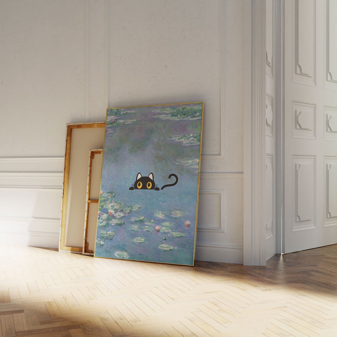 Monet Waterlily Cat, Funny Floral Art Print - Image 2