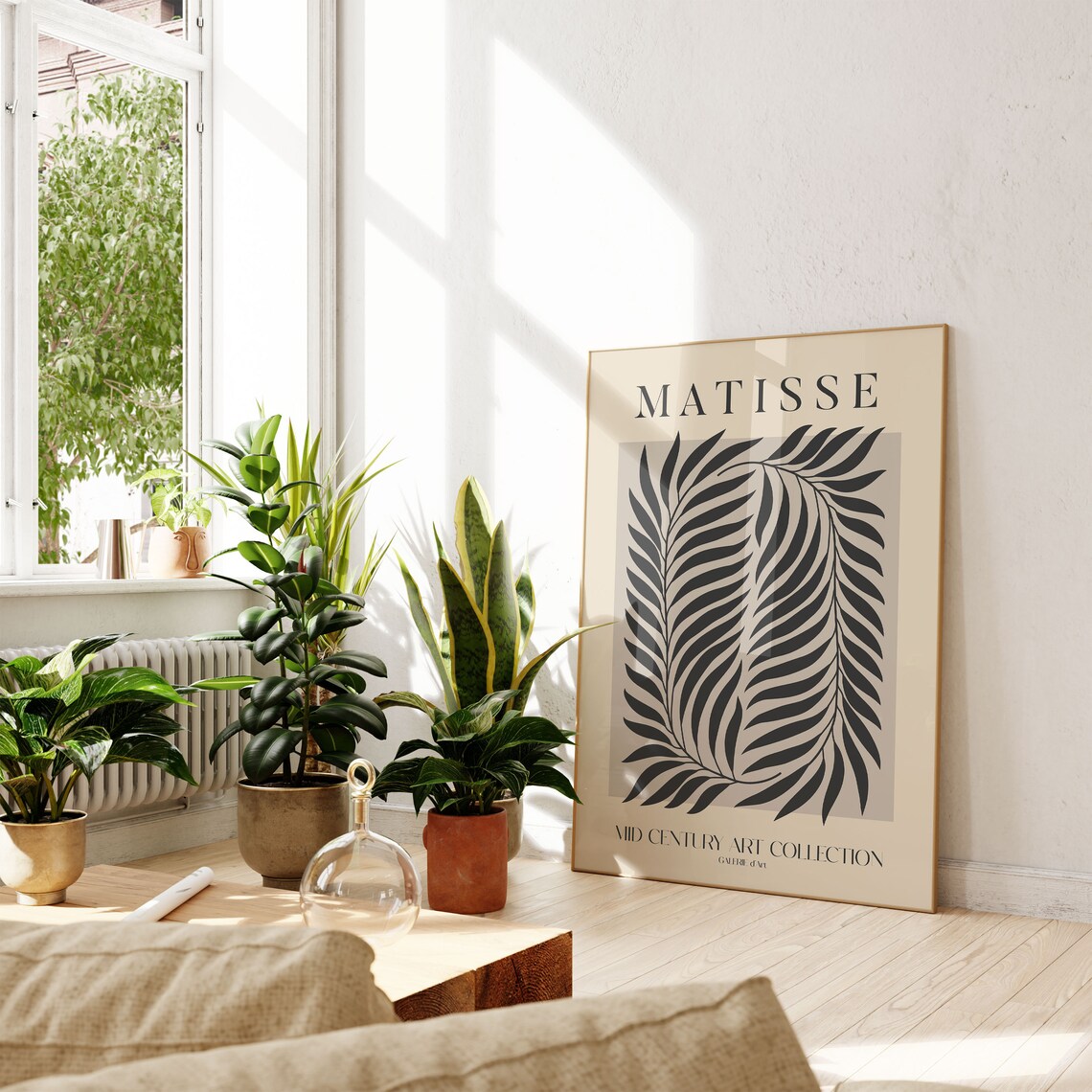 Matisse Black Palm Frond Beige Mid Century Art Collection Poster - Image 2