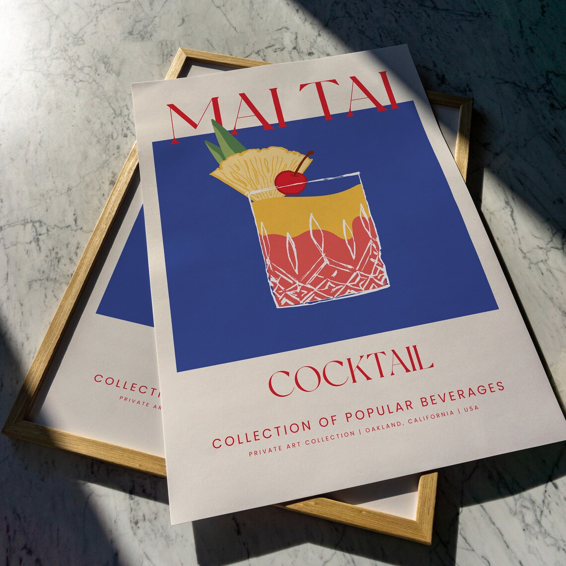 Retro Mai Tai Cocktail, Vintage Bar Kitchen Decor