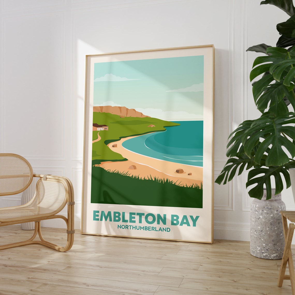 Embleton Bay Northumberland Wall Art Traveller Gift Art Lovers Travel Market Wall Art Print Modern Travel Art Uk Bedroom Living Room Poster - Image 2