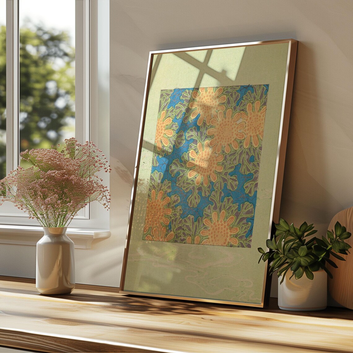 Korin Furuy Floral Art Print, Japanese Antique