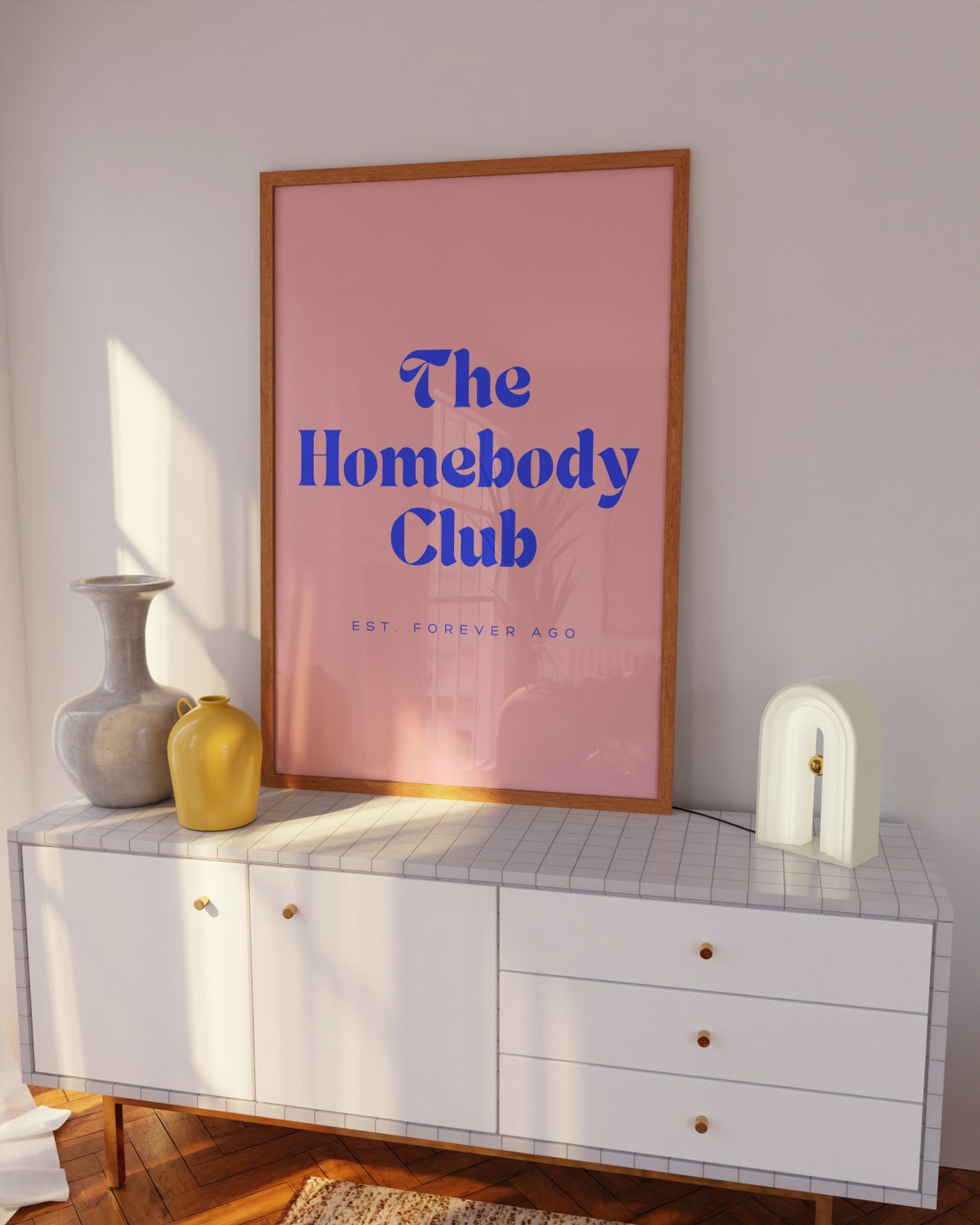 The Homebody Club Est Forever Ago Pink Blue Serif Quote Poster - Image 3