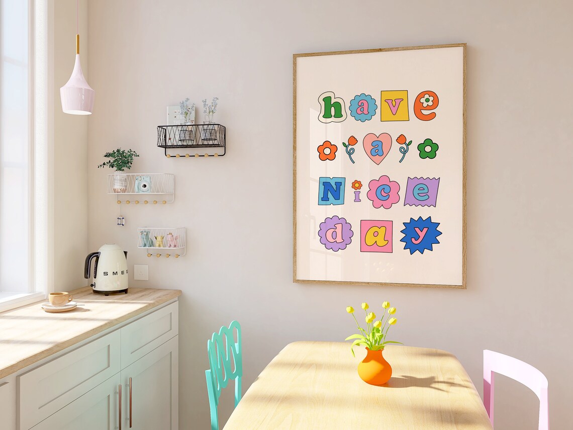 Have A Nice Day Cute Retro Floral Art Print - Image 3