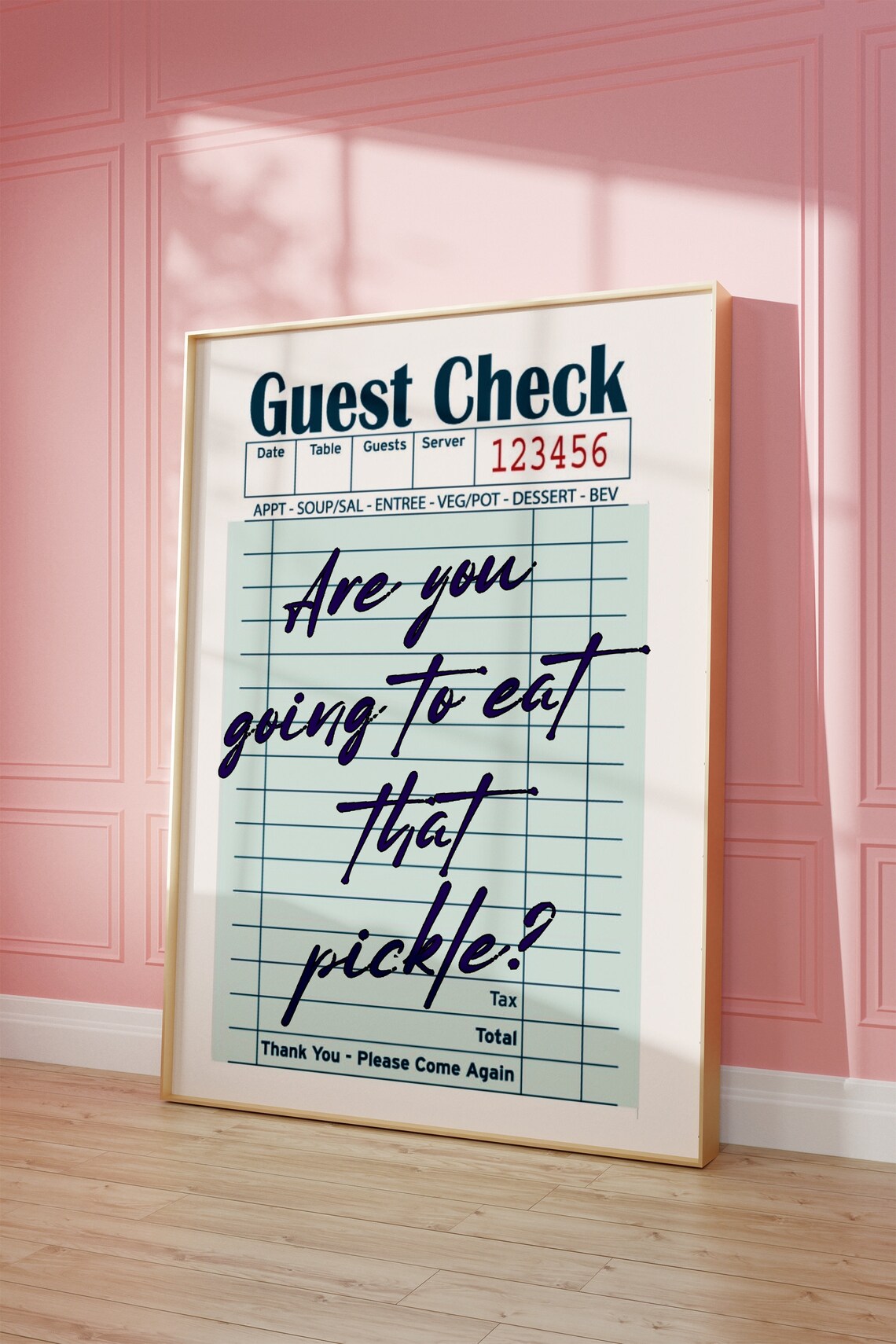 Guest Check Pickle Quote Art, Preppy Kitchen Poster - Image 3