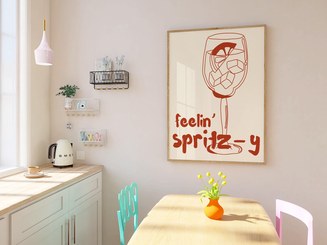 Feelin' Spritz-y Aperol Cocktail Retro Bar Cart Drink Poster - Image 3