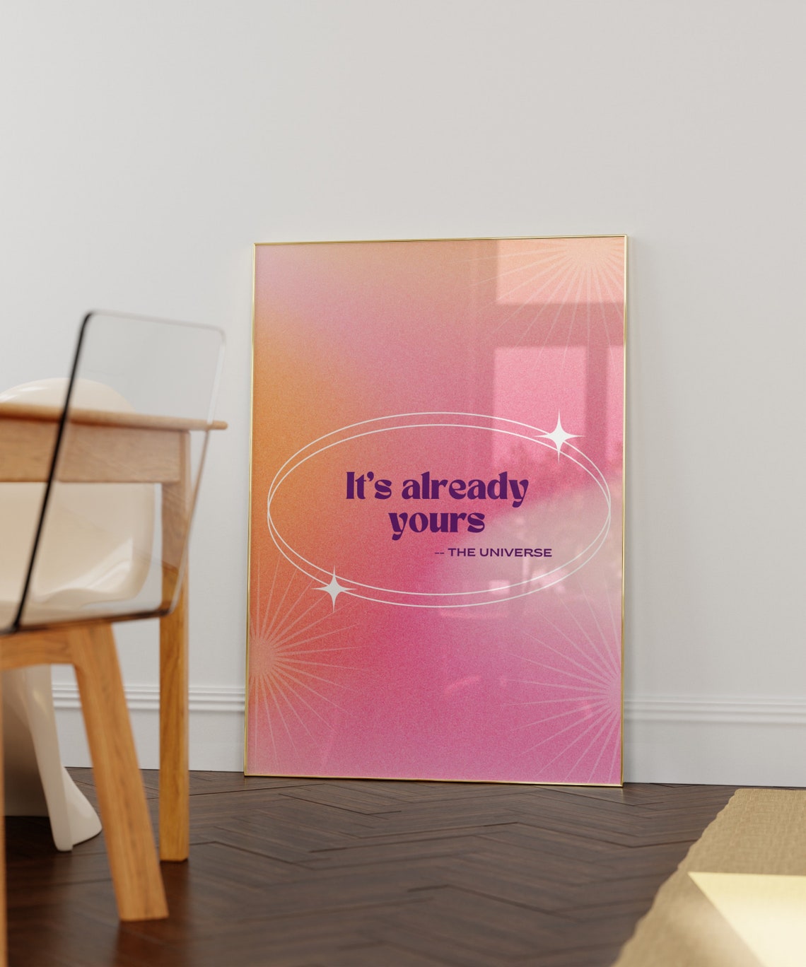 Its Already Yours Universe Pink Gradient Retro Sunburst Poster - Image 2